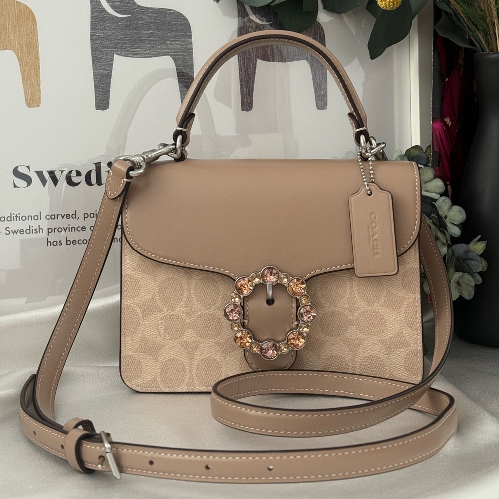 Coach Courtney Top Handle Bag In Signature Canvas CCE22 CRTNY TH SIG CNVS-SV/PWH